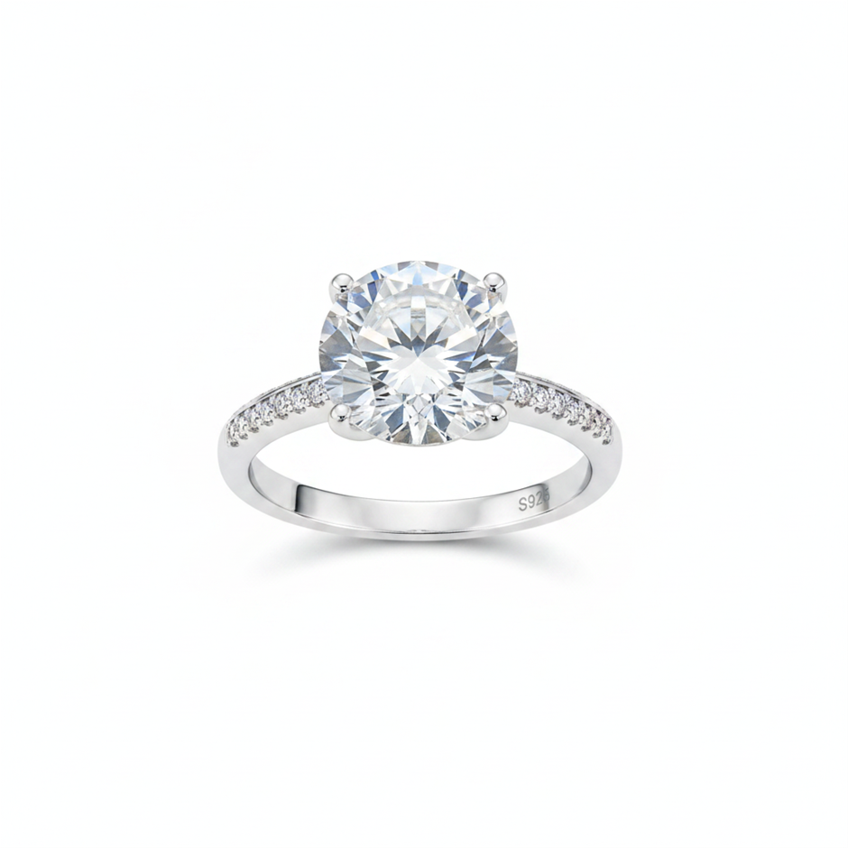 5.0ct 925 Sterling Silver Brilliant Cut Simulated Diamonds Ring -adjustable