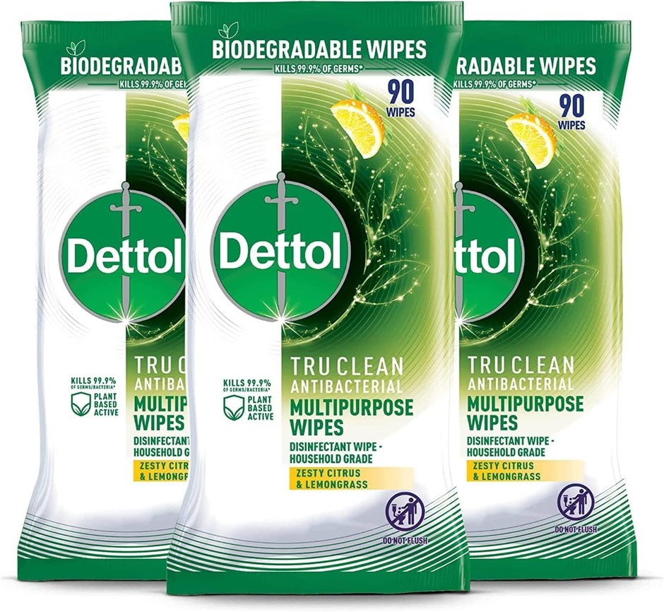 4 PACK DETTOL Tru Clean Antibacterial Zesty Citrus and Lemongrass Multipurp