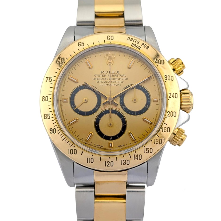 ROLEX COSMOGRAPH DAYTONA 40MM YELLOW ROLESOR 16523 AUTOMATIC WXO & COA