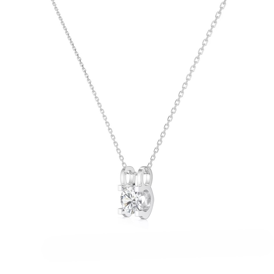 1.00ct Round Lab Created Certified Moissanite 925 Silver Pendant Necklace
