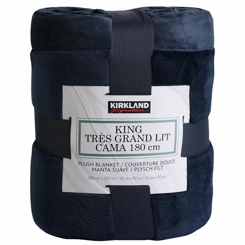 Kirkland Signature Plush Blanket King 284 x 233cm Blue NB: Not in Original