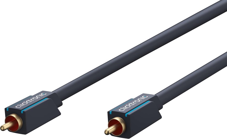 Clicktronic Male to Male Cinch Coaxial Audio Mono RCA Cable, Black, 5 Metre