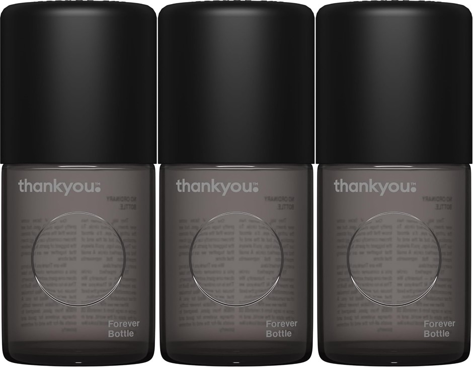 3 Pack of Thankyou Deodorant Forever Bottle, 50 ml, Charcoal Glass