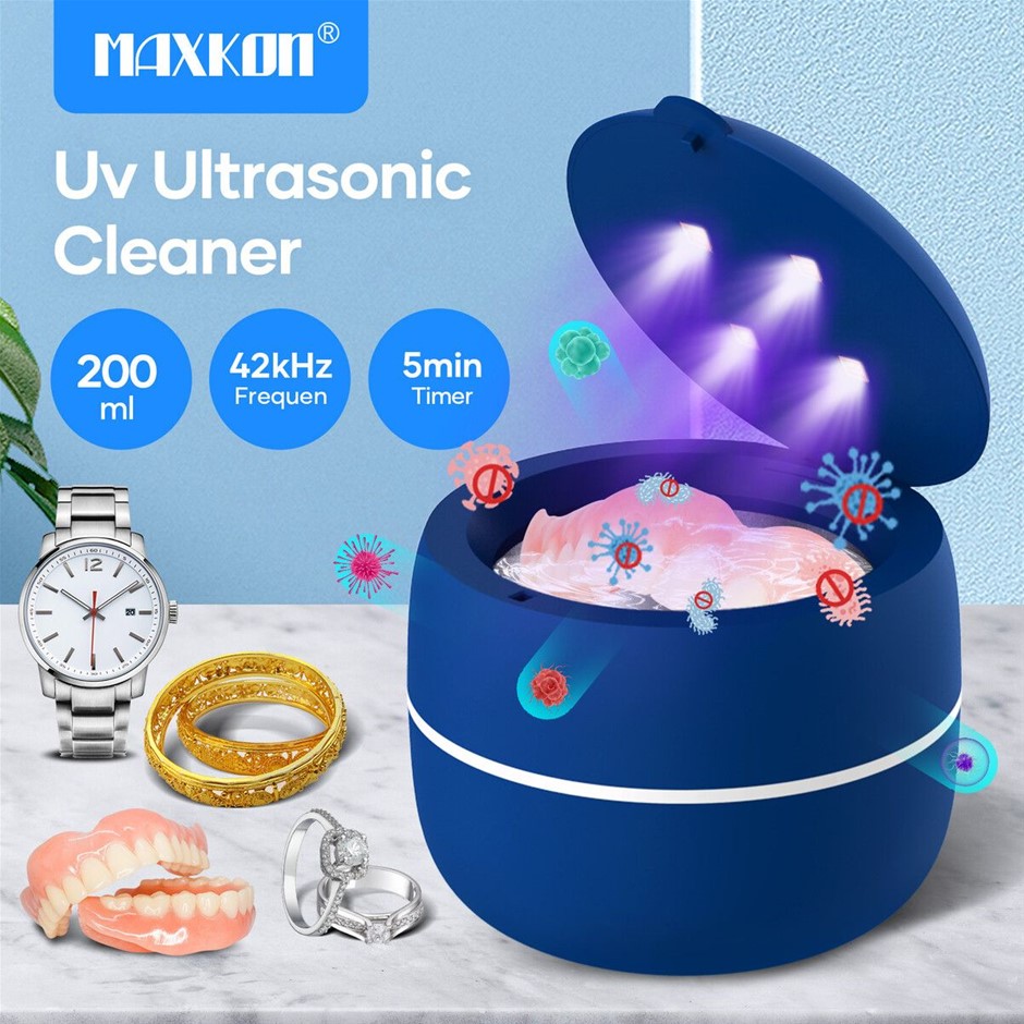 Ultrasonic UV Cleaner Retainer Denture Jewelry Cleaning Machine Blue