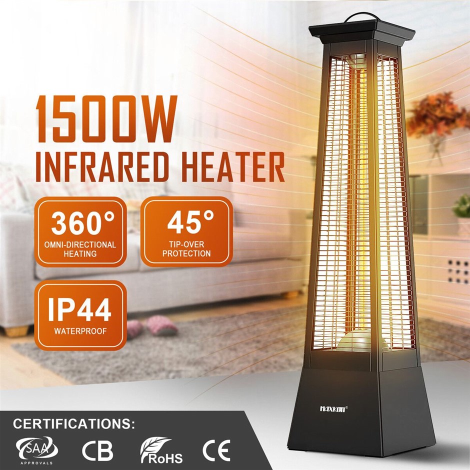 Maxkon 1500W 360° Carbon Fibre Infrared Tower Heater Indoor Outdoor