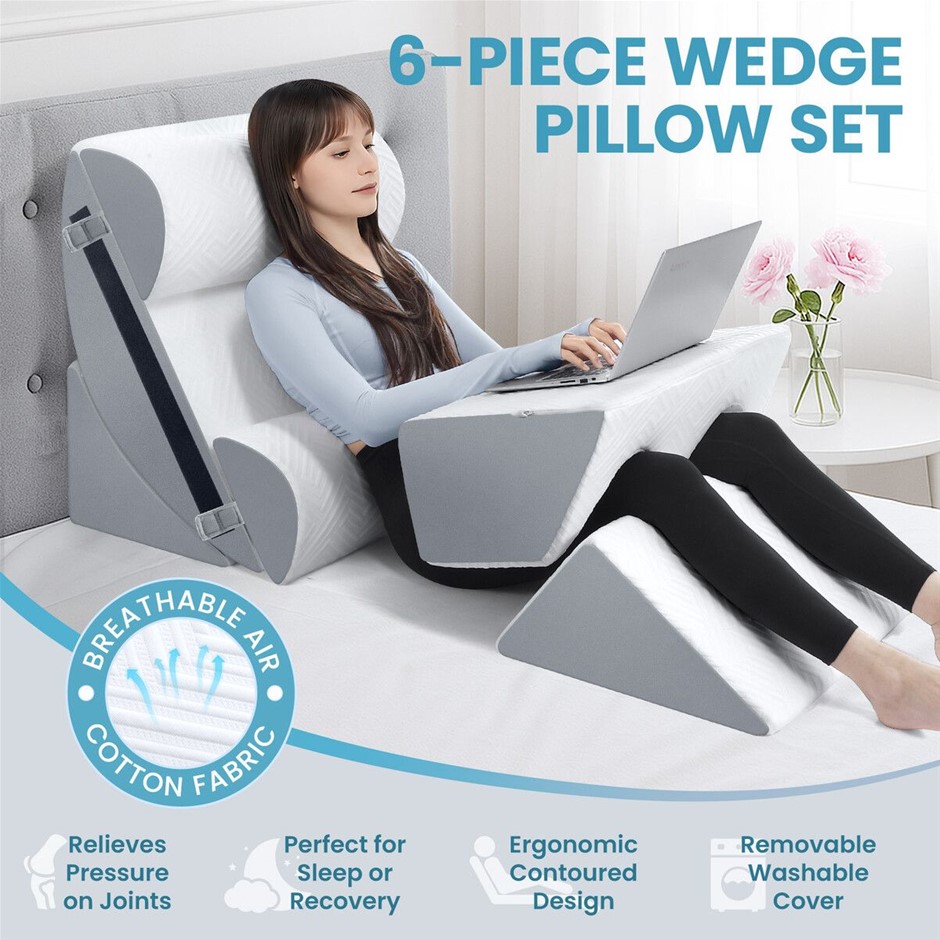 6pcs Adjustable Memory Foam Wedge Pillow Set Leg Elevation Reading Cushion