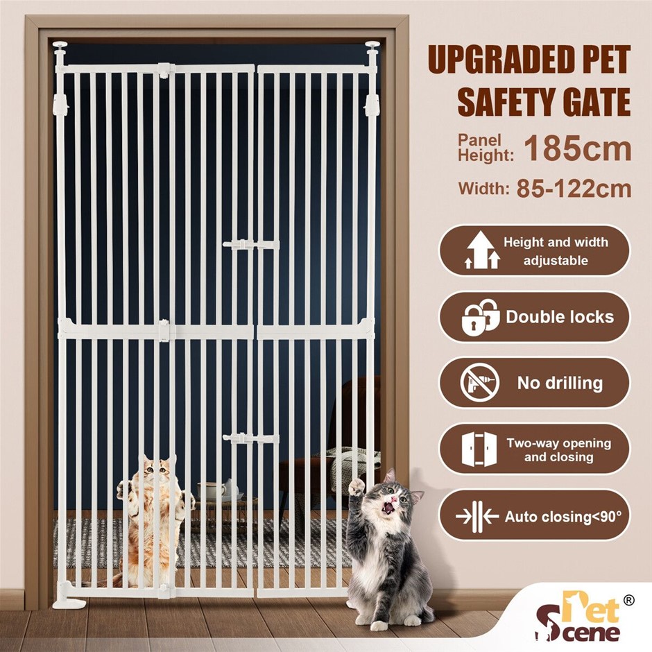 Retractable Extra Tall Pet Safety Gate Doorway Stairs 190-250cm White