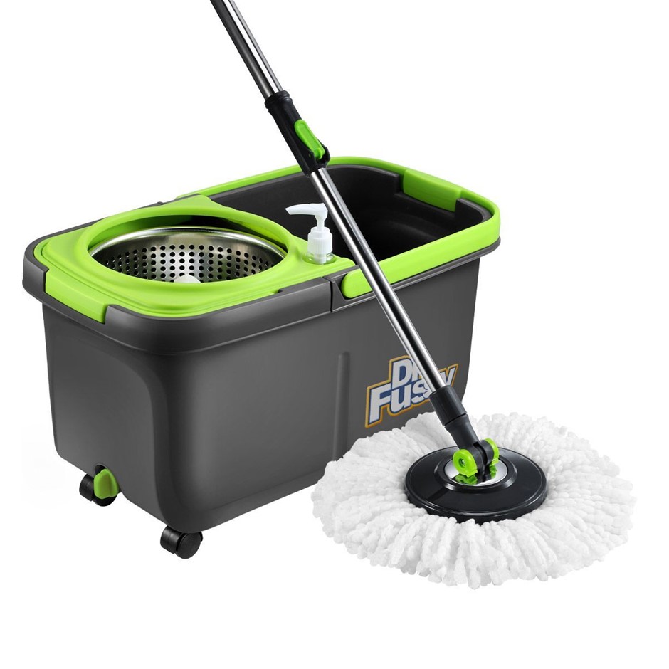 10L Spin Mop Bucket Set 4 Mop Heads 360° Floor Cleaning System