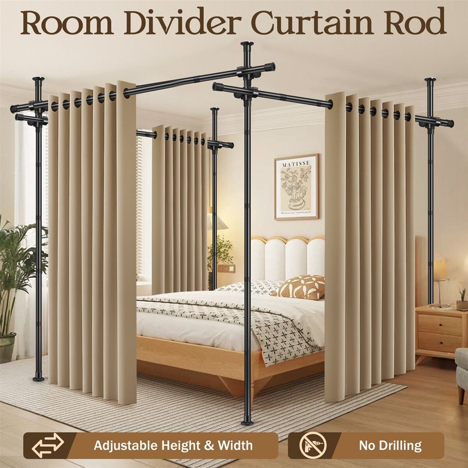 No Drill Room Divider Curtain Rod Floor to Ceiling Adjustable
