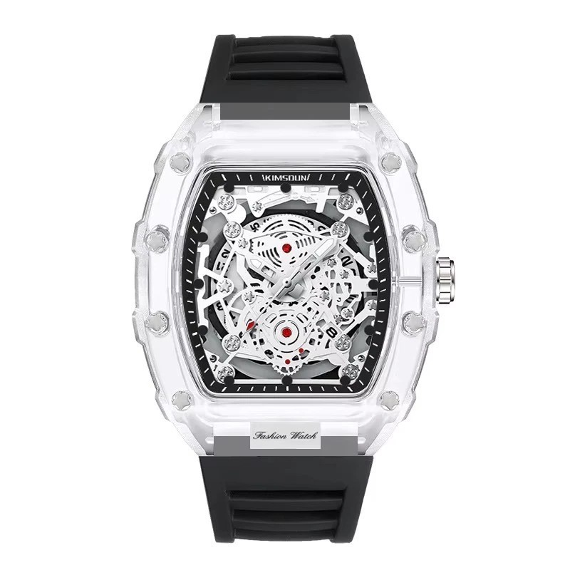 New Waterproof Men'S Watch Barrel Shaped Transparent Quartz Watch Popular