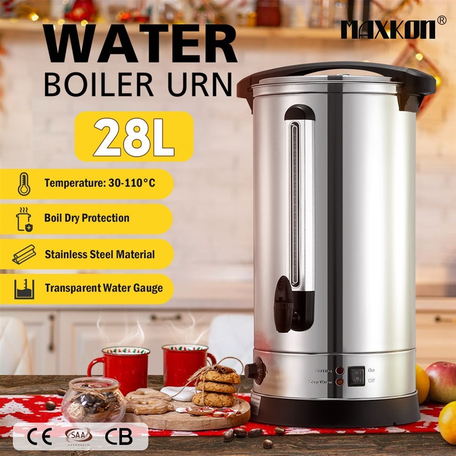 Maxkon 28L Stainless Steel Hot Water Urn 2500W Boil Dry Protection