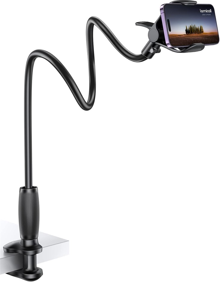 LAMICALL Gooseneck Phone Holder for Bed - [Upgraded Stable Clip] for Desk,