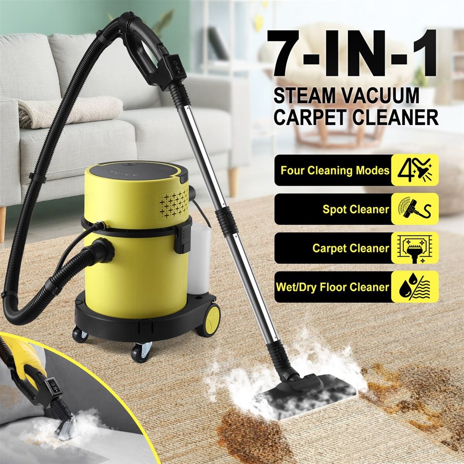 7-in-1 Steam Carpet Upholstery Cleaner Wet Dry Vacuum on Wheels Portable