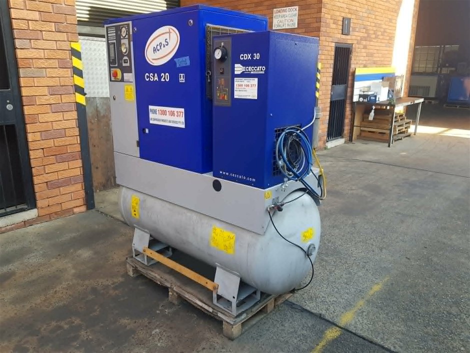 Used Ceccato Tank Mounted Rotary Screw Air Compressor with Dryer