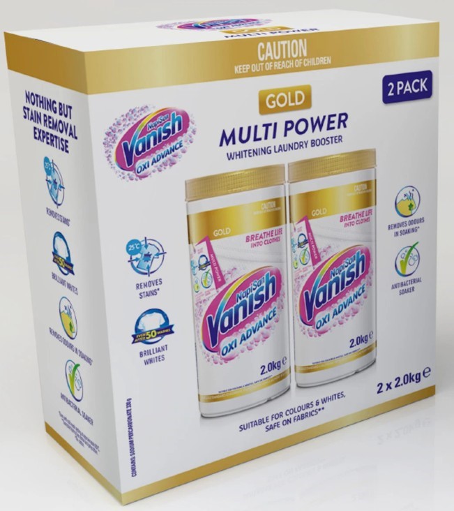 Vanish Napisan White Gold Pro (2 kg x 2 pk). EXP': 8/2027