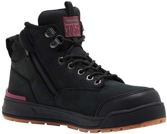 HARD YAKKA Women's 3056 Lace-Up Side-Zip Safety Boots, Size AU/US 8, Black,