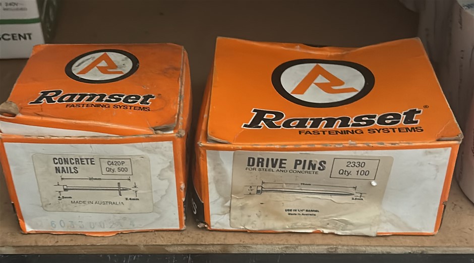 1x RAMSET Concrete Nails Box, 1x RAMSET Drive Pins Box