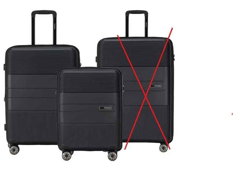 TOSCA Orion Luggage 2-Piece Set Black, Medium: 65cm, Small: 55cm. NB: Not i