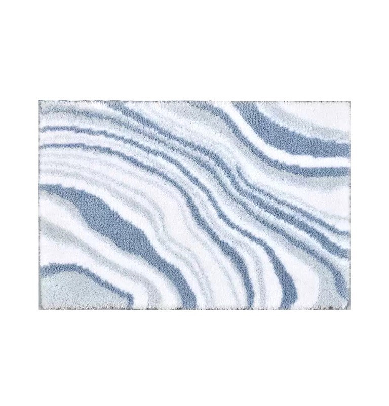 2 x RIVIERA HOMES Marble Print Bath Mat, 40 x 60cm, Blue.