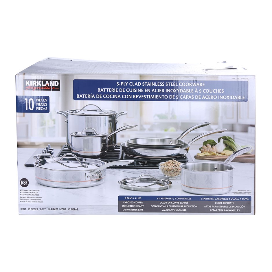 SIGNATURE 10pc 5-Ply Clad Stainless Steel Cookware Set, Comprising; Deep Sa
