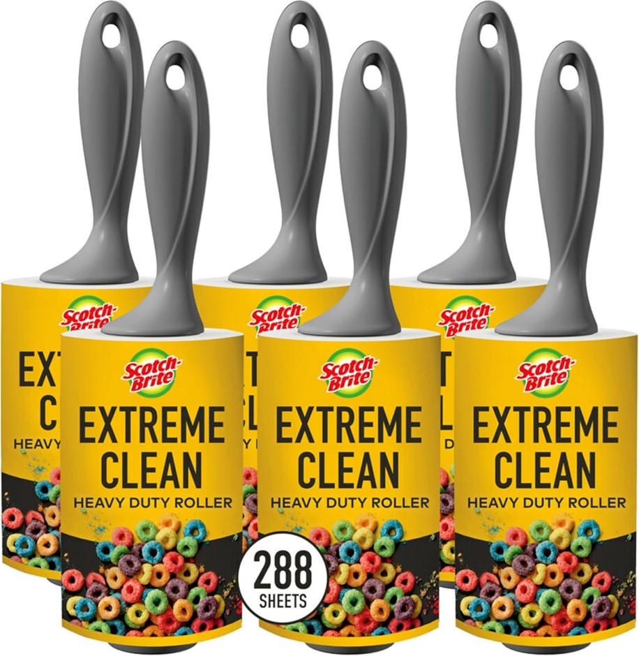 SCOTCH-BRITE 50% Stickier Lint Roller, Works Great On Pet Hair, 6 Rollers,
