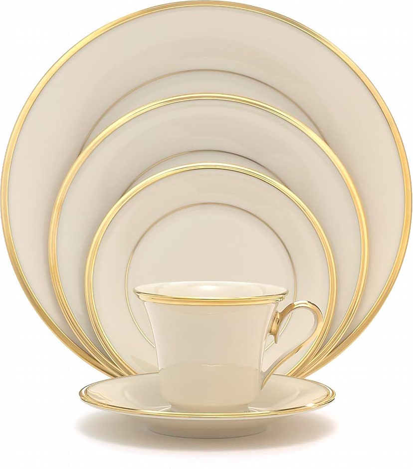 LENOX  Eternal Gold-Banded Fine China 5-Piece Place Setting, Service for 1,