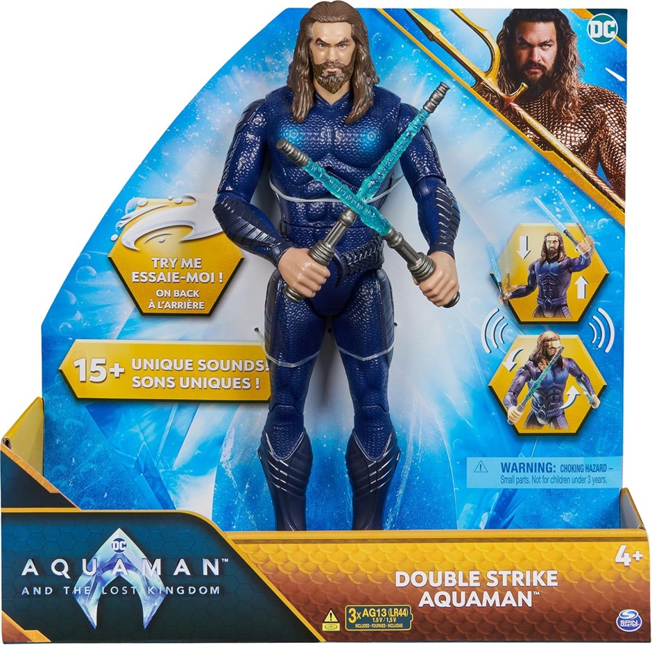 2 x DC COMICS AQUAMAN Double Strike Aquaman Action Figure, 12-inch, Stealth