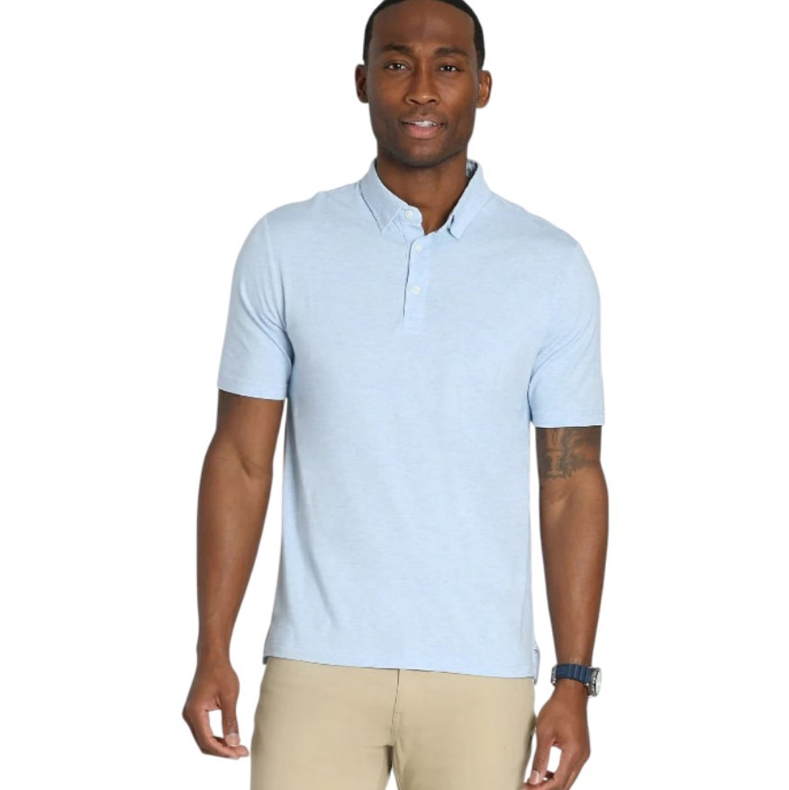 JACHS Men's Polo, Size L, 58% Pima Cotton/38% Modal, Light Blue. Buyers No