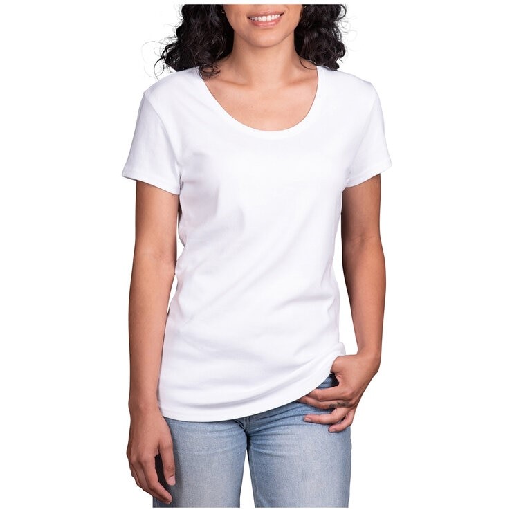 4 x SIGNATURE Women's Pima Cotton Tee, Size L, 100% Pima Cotton, White. Bu