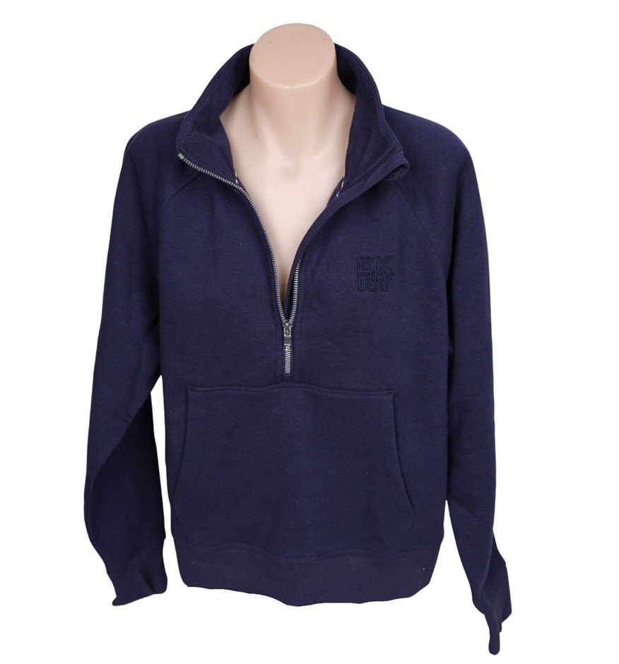 DKNY Women's Half Zip Fleece Sweatshirt, Size L, Peacoat. Buyers Note - Di