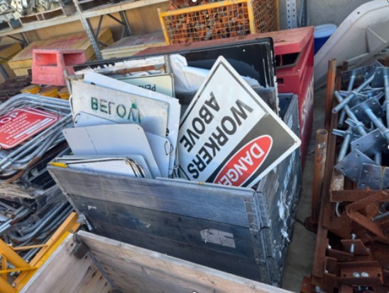 Wooden Stillages Of Construction Signs