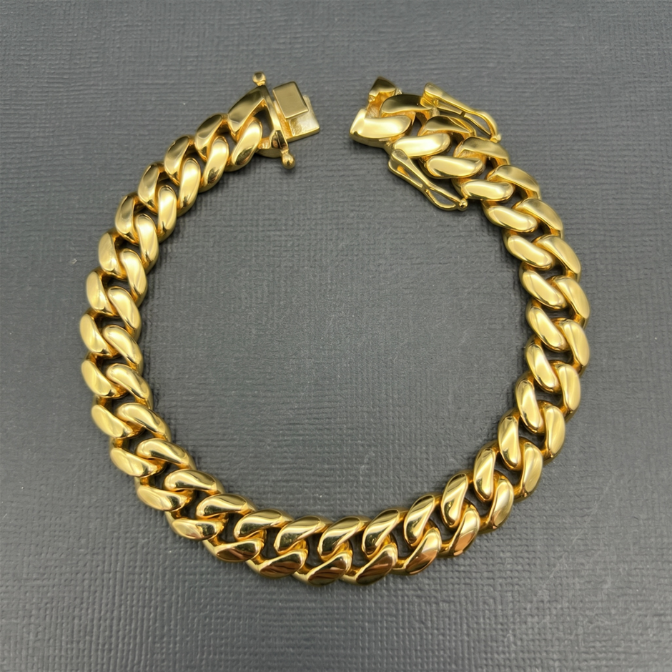 18K Gold-Filled Cuban Chain Bracelet, 10MM Wide - 20.3cm