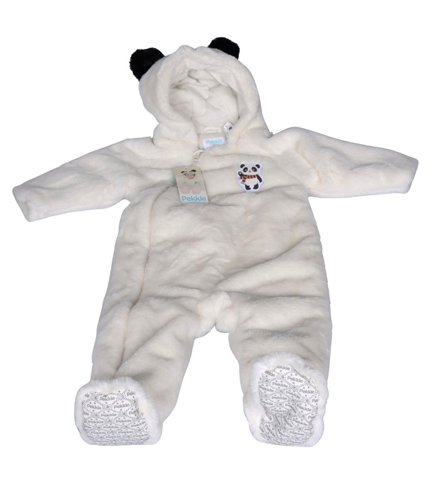 PEKKLE Baby's 1pc Onesie, Size 3M (000), Off-White Panda. Buyers Note - Di
