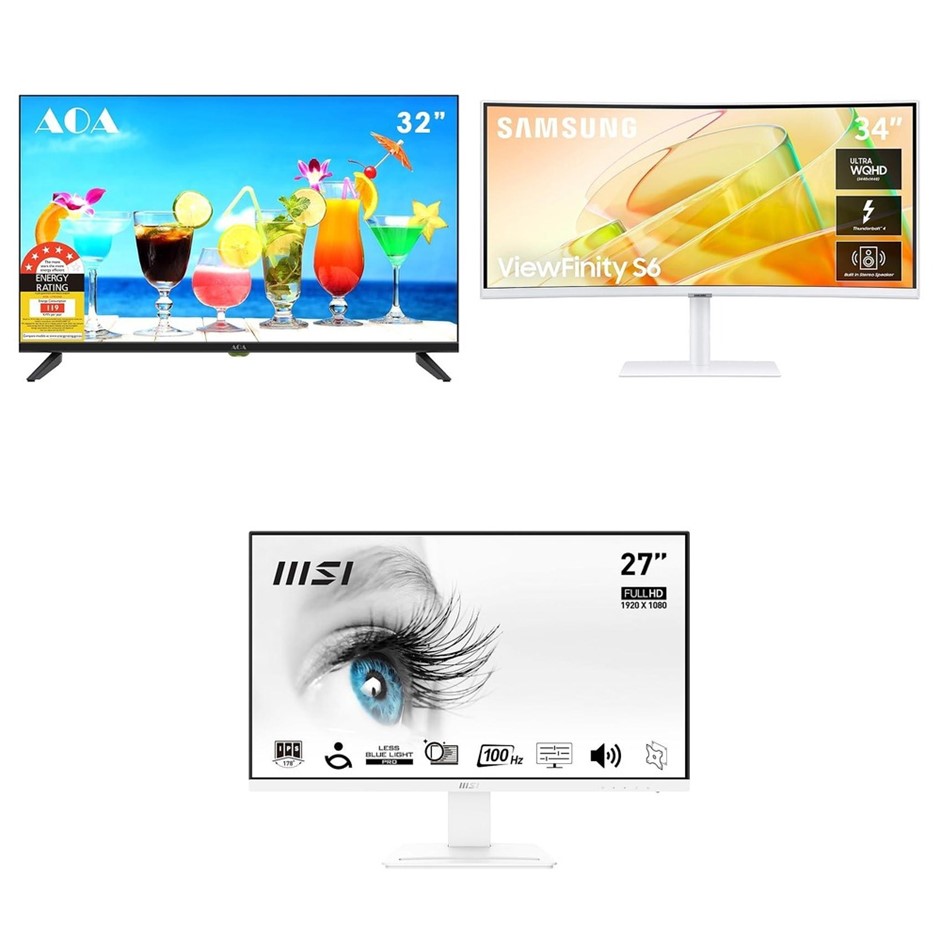 3 x TV & Monitors. 1 x AOA 32inch LED WebOS Smart HD TV DVB-T2 BT WiFi 2.4G