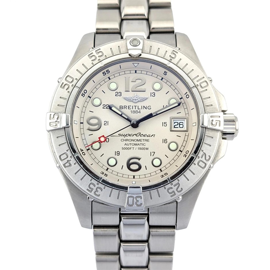 BREITLING SUPEROCEAN AUTOMATIC 42MM STAINLESS STEEL A17360 IVORY DIAL· BXP