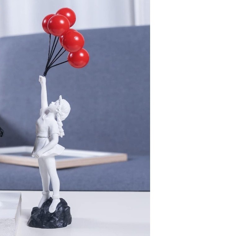 Banksy (After) Flower Thrower Statue Bomber Resin Statue - White