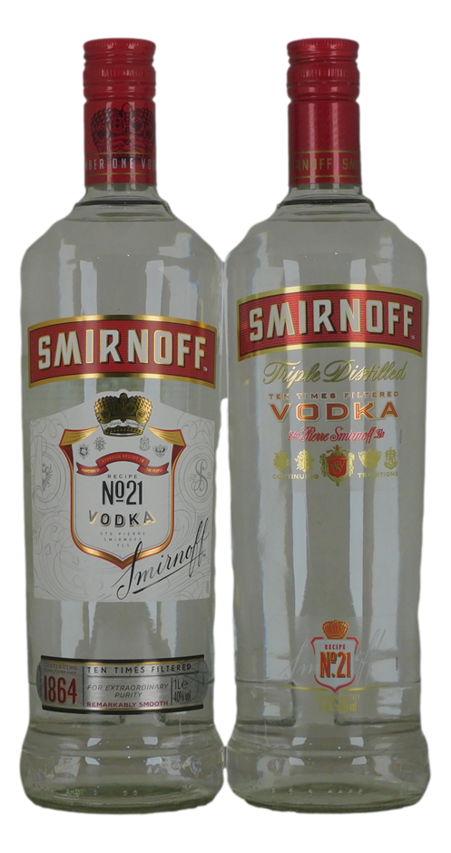 Smirnoff Red Label No. 21 Vodka (2x 1L), Italy.