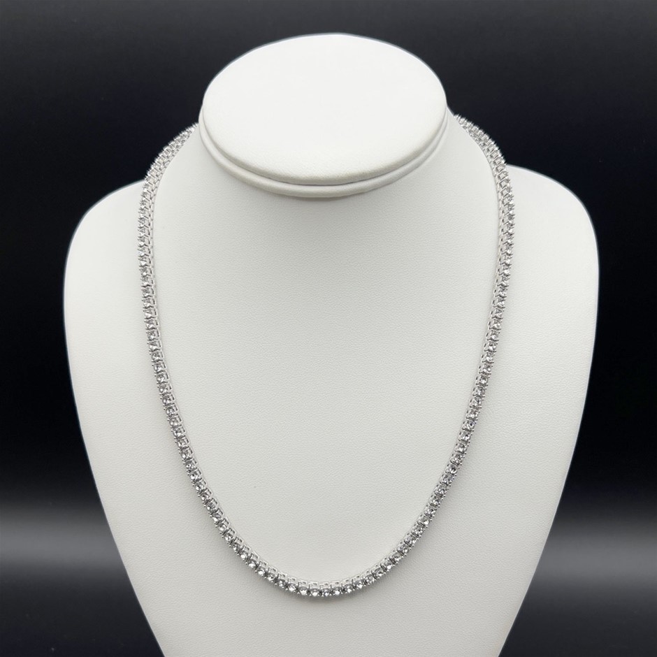 18K White Gold-Filled 3mm Necklace with AAA+ Cubic Zirconia's - 50.8cm