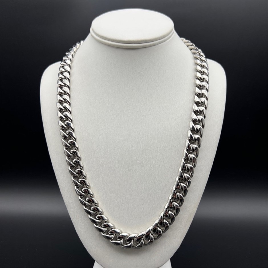 Silver-Filled Cuban Chain Necklace, 14MM Wide - 50.8cm