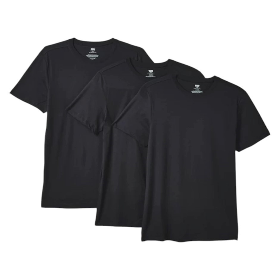 3-Pack LEVI'S Men's Crew Tees, Size L, 100% Cotton, Black. Buyers Note - D