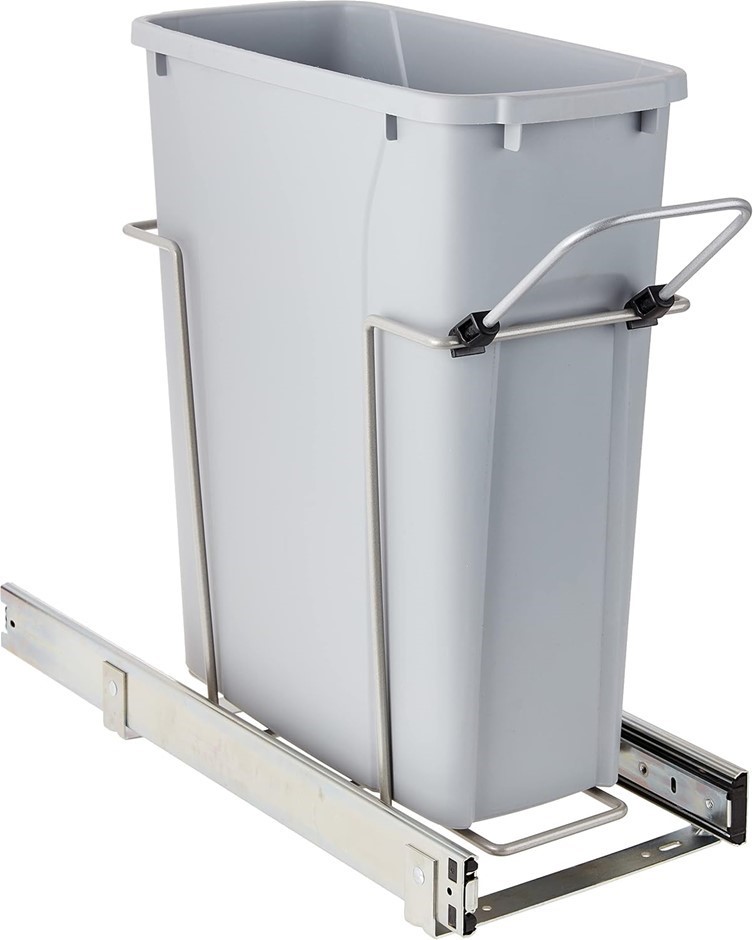 KNAPE & VOGT Steel in-Cabinet 20 Qt. Single Platinum Pull Out Trash Can.