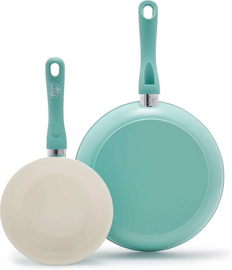 GREENLIFE Soft Grip Healthy Ceramic Nonstick, Frying Pan Set, 7" and 10", T