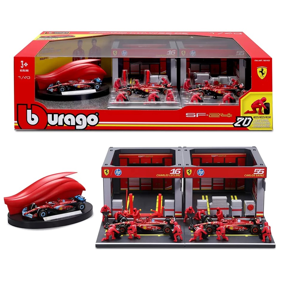 BURAGO 1:43 Formula One Racing Deluxe Paddock Ferrari. NB: Slightly damaged