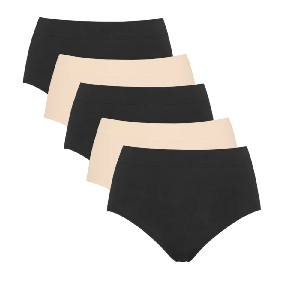 5-Pack CAROLE HOCHMAN Seamless Briefs, Size M, Dark/Light Combo.