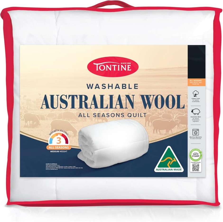 Tontine Australian Washable Wool Quilt Doona – All Seasons Comfort – Breath