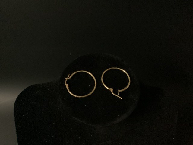 1 X Pair Stamped 9ct Yellow Gold, Hoop Earrings