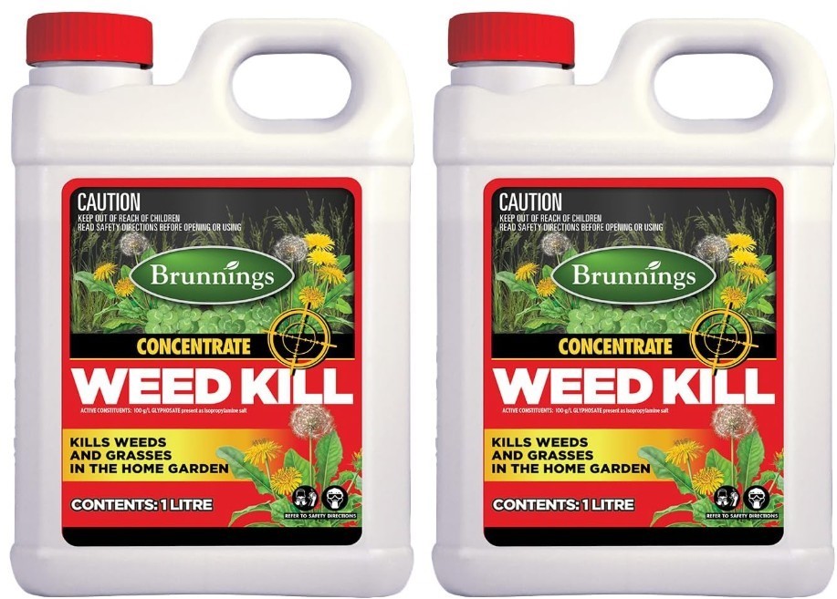 2x Brunnings 100 g/l Concentrate Glyphosate Weed Killer 1 Litre