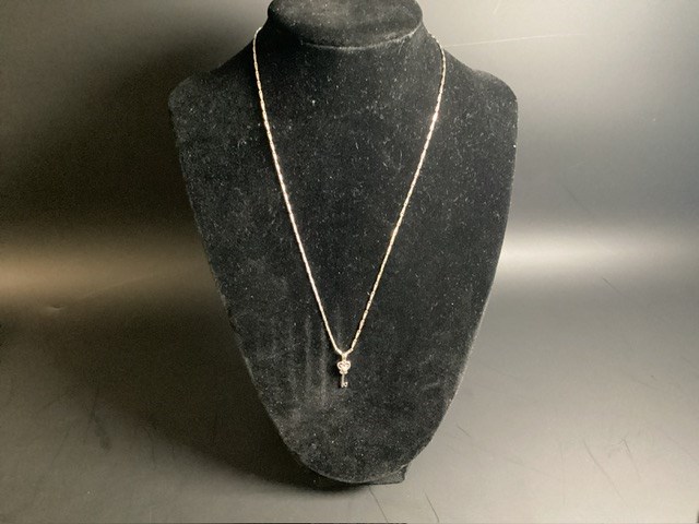 1 X Stamped 9ct White Gold, Chain Necklet & 18ct Pendant