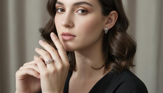 Set Pt950 plated Earrings and Ring with stamps(8us)