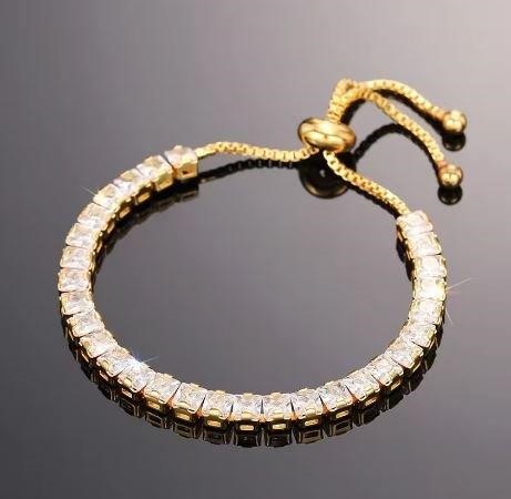 925 Sterling Silver Princess Tennis Bracelet Simulated Diamonds-Adjustable